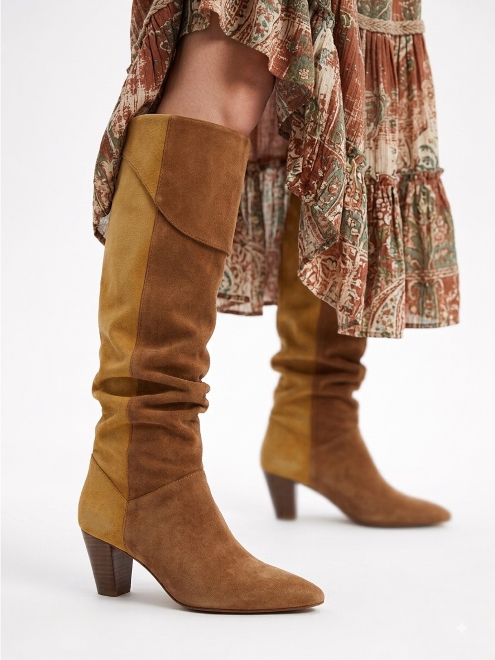 ba&sh Two-Tone Camel Cerra Knee-High / Over-the-Knee Slouchy Boots - US 7 (37)